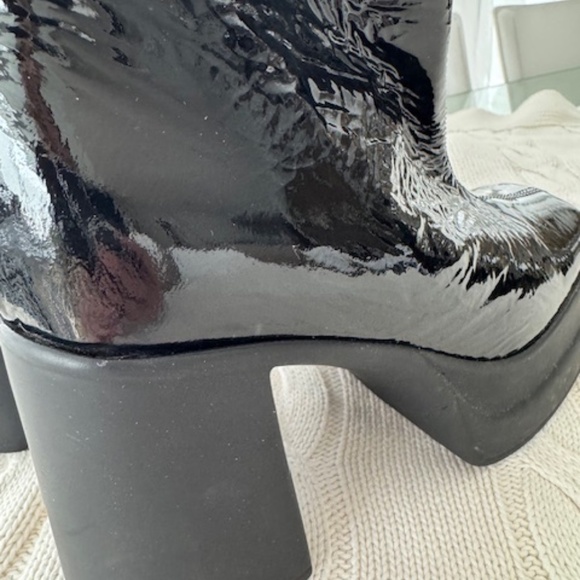 L'INTERVALLE Chunky Heels Ankle Boots - Black Patent - Size 38 - Picture 3 of 12
